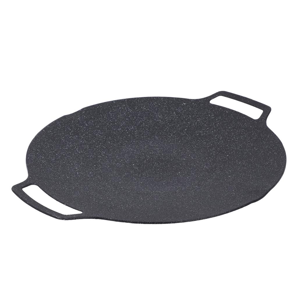 Korean Grill Pan Nonstick Round BBQ Griddle with 2 Handle Compatible for Induction Cooker Gas Stove Indoor Outdoor