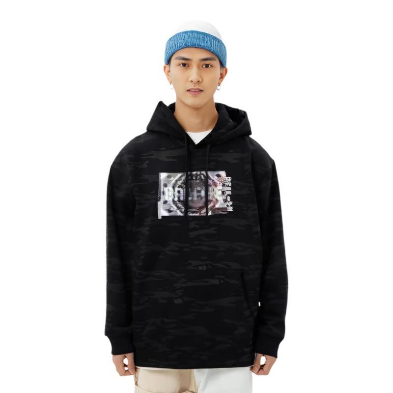 Li Ning Loose Comfortable Pullover Hoodie Men Hoodies Black-Camouflage AWDQ157-3