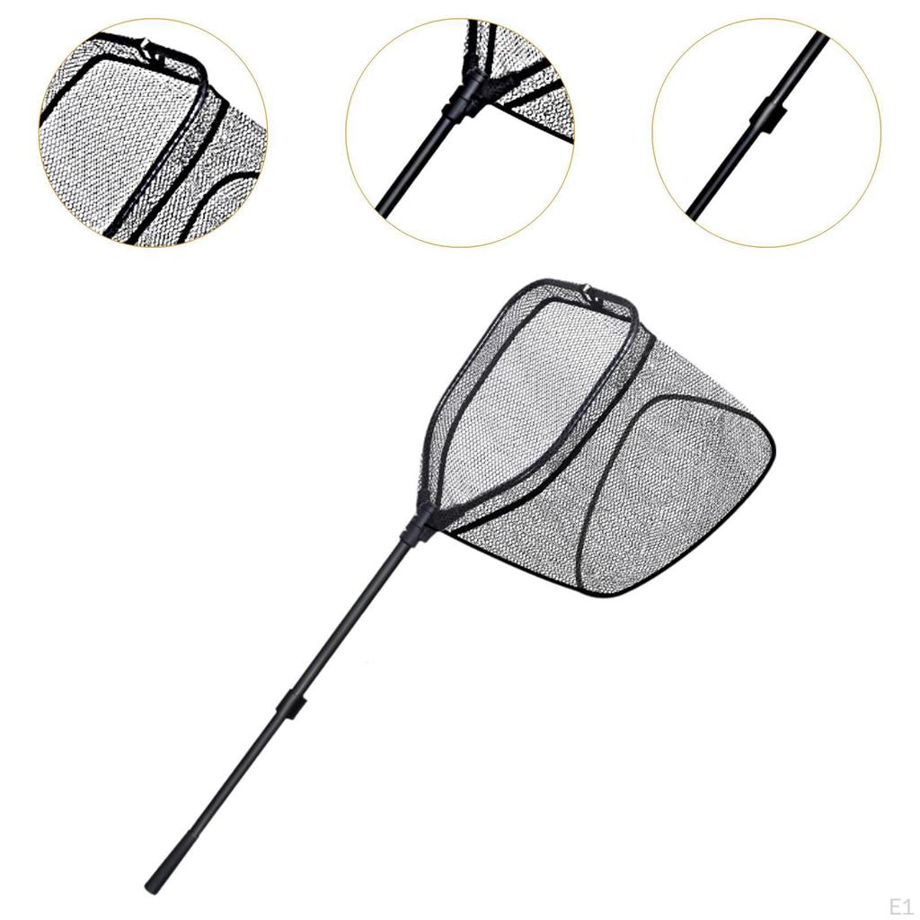 Fish Landing Net Non Slip Grip Long Handle Extensible Sturdy Mesh Telescopic Pole Portable for
