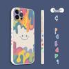 Liquid Silicone Case for IPhone 12/12 Pro, Protective Cover with Painted Creative Design, Shockproof Soft Smiley Face], 6.1 Inch White