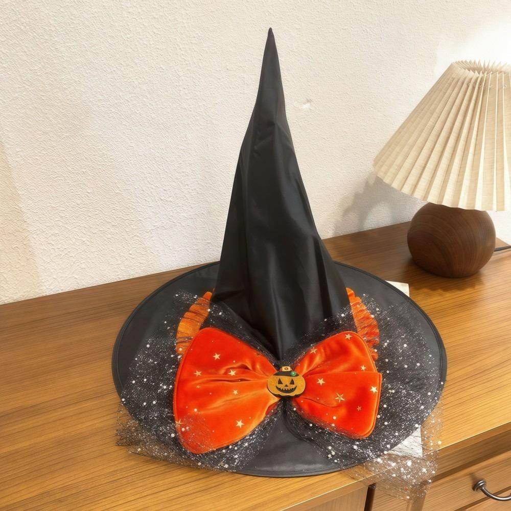 

New Lightweight Halloween Witch Hat Breathable Lace Edge Wizard Cap Dark Style Cosplay Top Hat Party Holiday Decorations