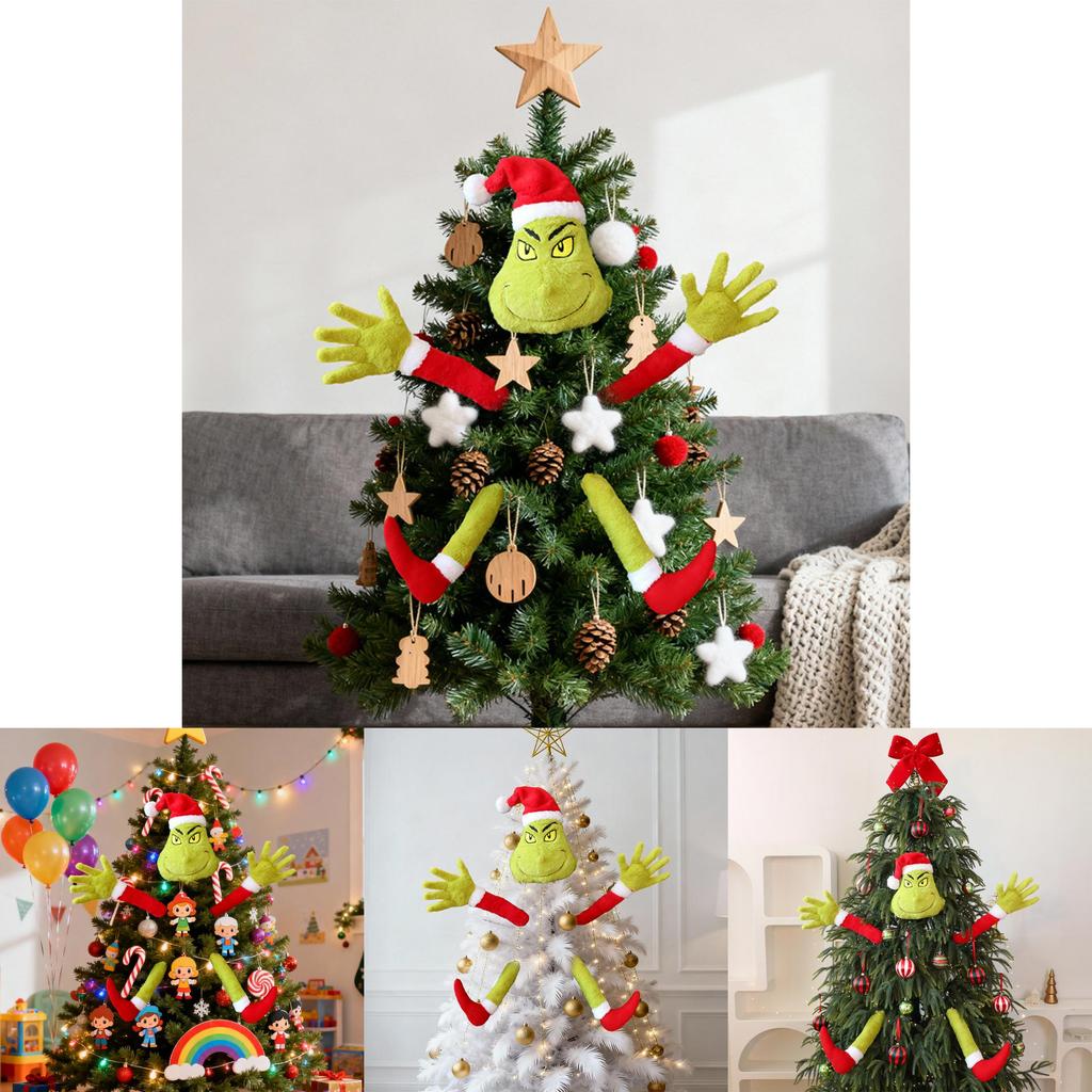 Świąteczna pluszowa zabawka Grinch z pluszowego materiału do dekoracji świątecznych i na prezent