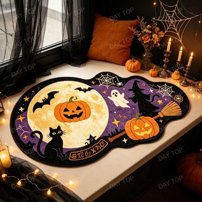 Halloween Alien Ghost Bat Black Cat Door Mat Cute Anti slip Entry Floor Mat Pumpkin Witch Entrance Foot Mat Home Decor
