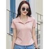 Turn-down Collar Short Sleeve T-shirt White Polo Shirt Women's Summer New Style Elegant Top Solid Color Casual T-shirt