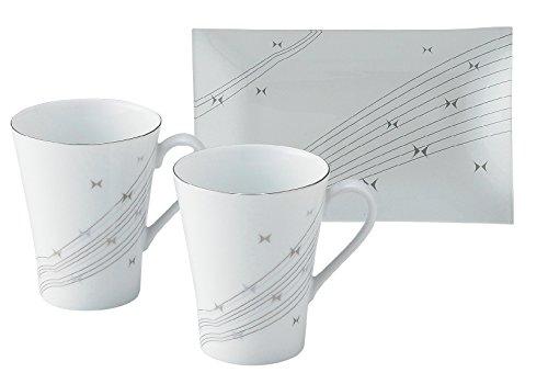 Hanae Mori Ripple Pair of Mug Sets with Trays, MC1200-13P