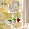 Kitchen Window Herb Stand Sill Plant Shelf with Strong Suction Cups, Clear Acrylic Wall Small Item Display Rack Mounted Floating Ledge, for