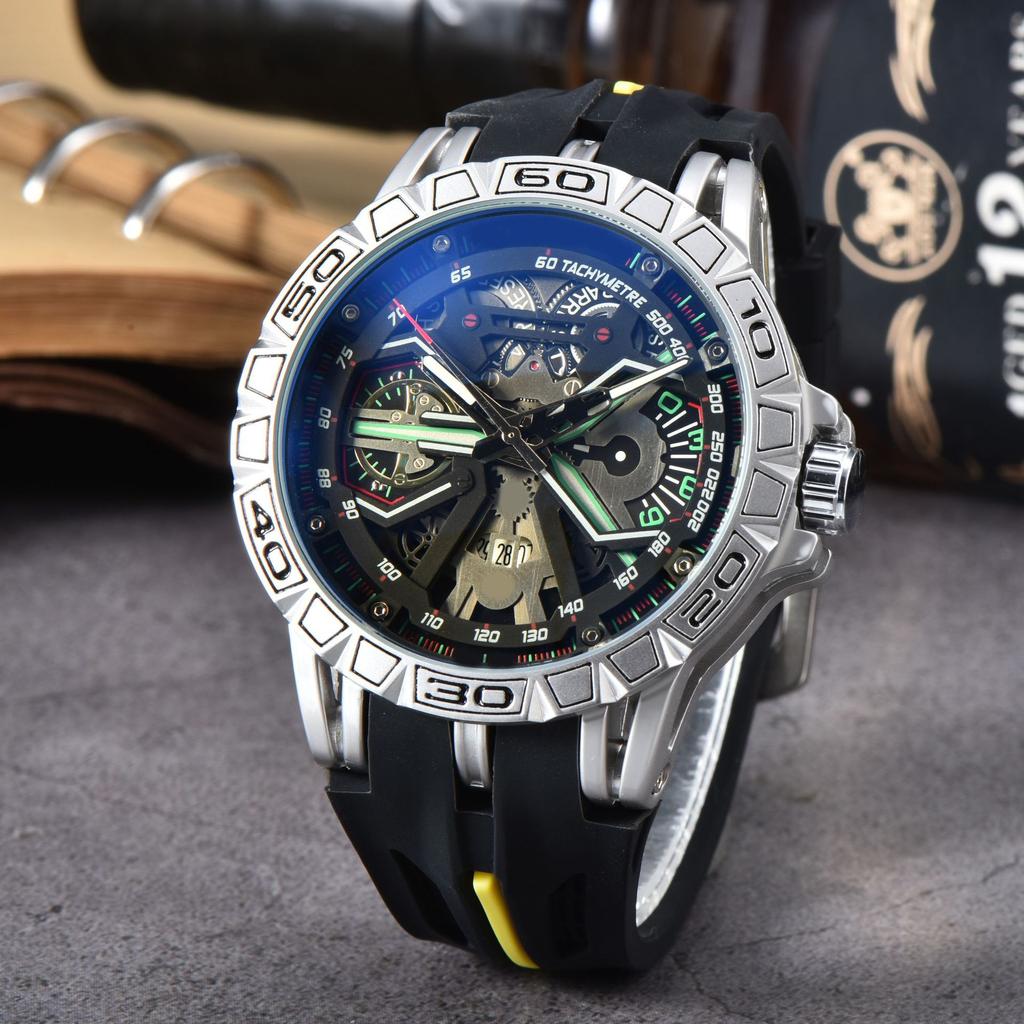 2025 New Business Leisure Large Dial Six-Pin Multifunctional Quartz Watch Personalized Men's Watch Engraved Pattern Watch