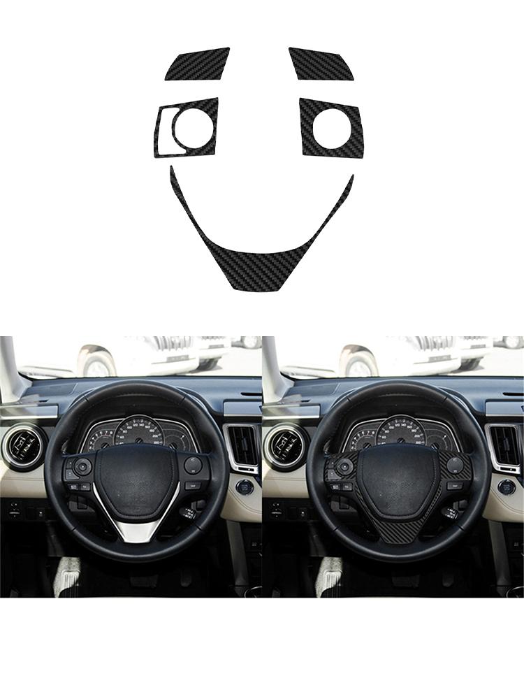 Black For Toyota RAV4 2013-2015 Car Interior Button Panel Decoration Protection Carbon Fiber Sticker Auto Styling Accessories
