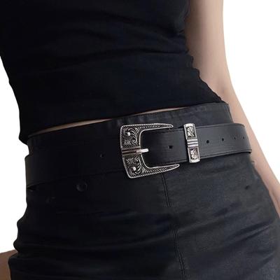 Stilvoller Western-Ledergürtel Große Schnallen Lederriemen Damen Kleider Taillengürtel für Jeans und Alltagskleidung