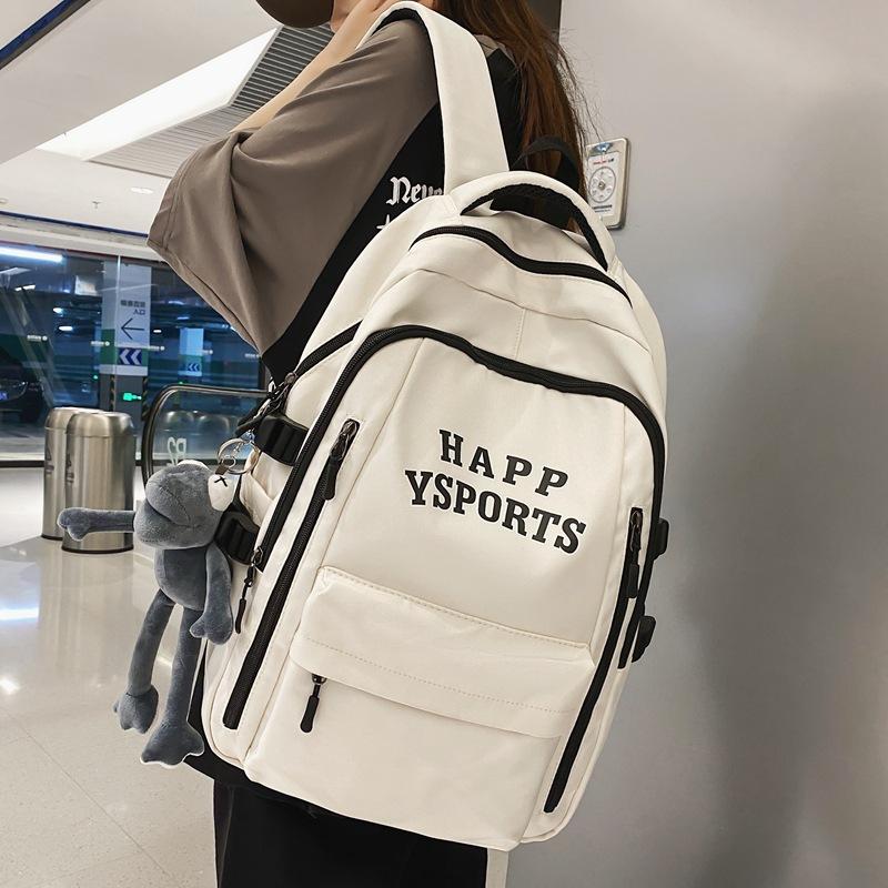 Schoolbag Female Korean Version Versatile High School Junior High School Student Backpack Japanese Alphabet Printing Couple Large Capacity Backpack