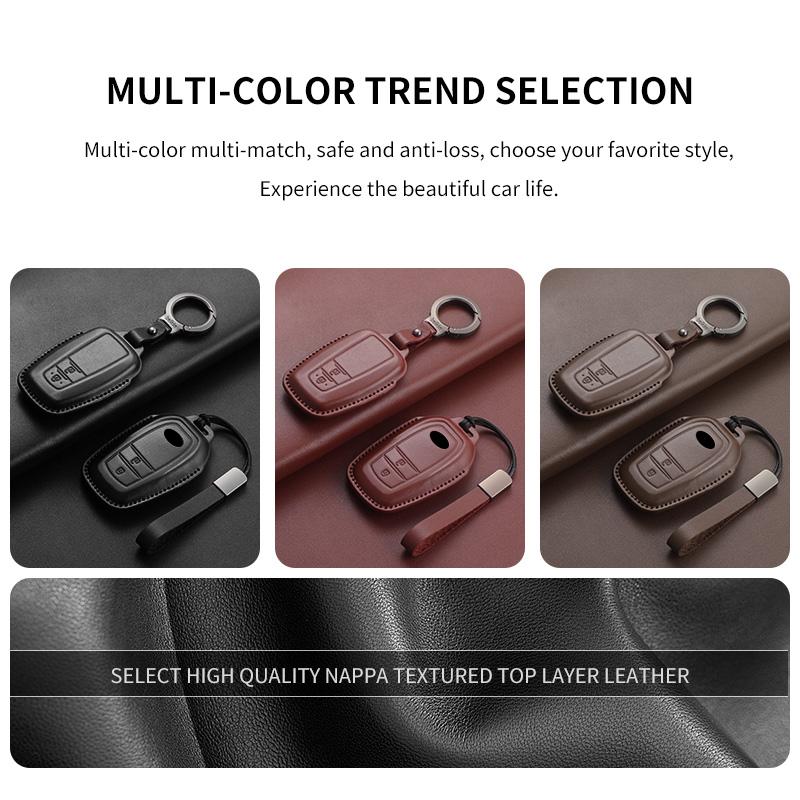 New Leather Car Remote Key Case Cover Shell for Toyota Prius Camry Corolla Avalon CHR RAV4 Land Cruiser Prado Keyless Key Fob