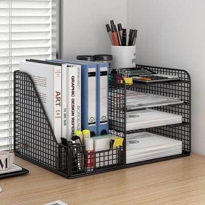Multi-Layer Desktop Bookshelf Organizer: Large Capacity File and Paper Storage Rack
