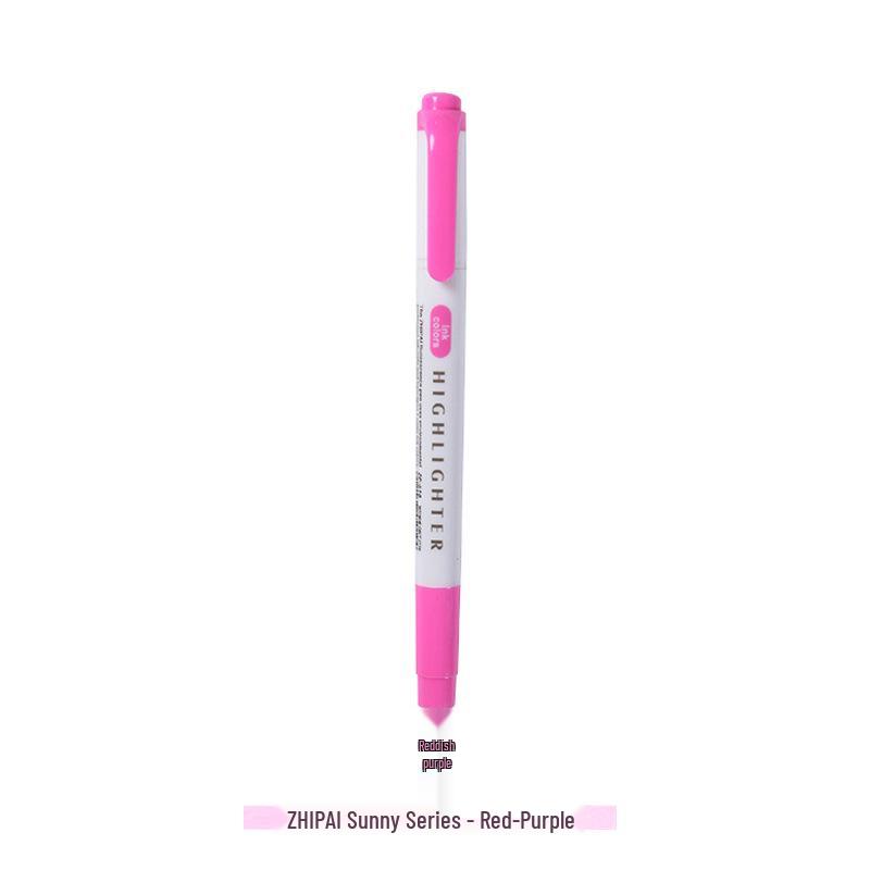 Zhi 618 Student Dual-Tip Fluorescent Pen - Gray, Soft Light & Dark Retro Colors for Highlighting & Marking