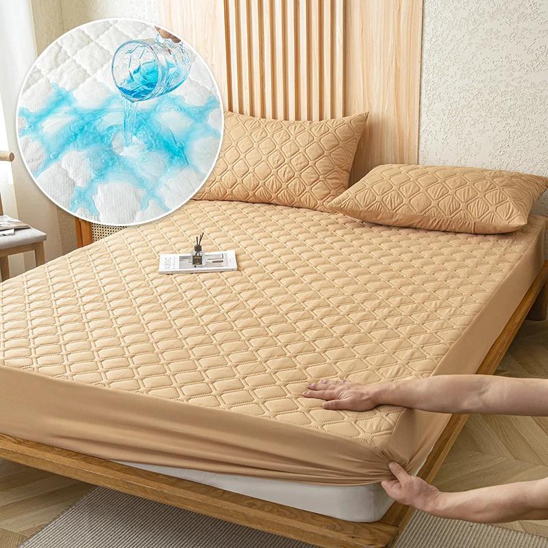 Waterproof Mattress Cover Bed Protector Case with Elastic Band Mattress Cover Fitted Sheet Soft Breathable King Mattress Cover Protector