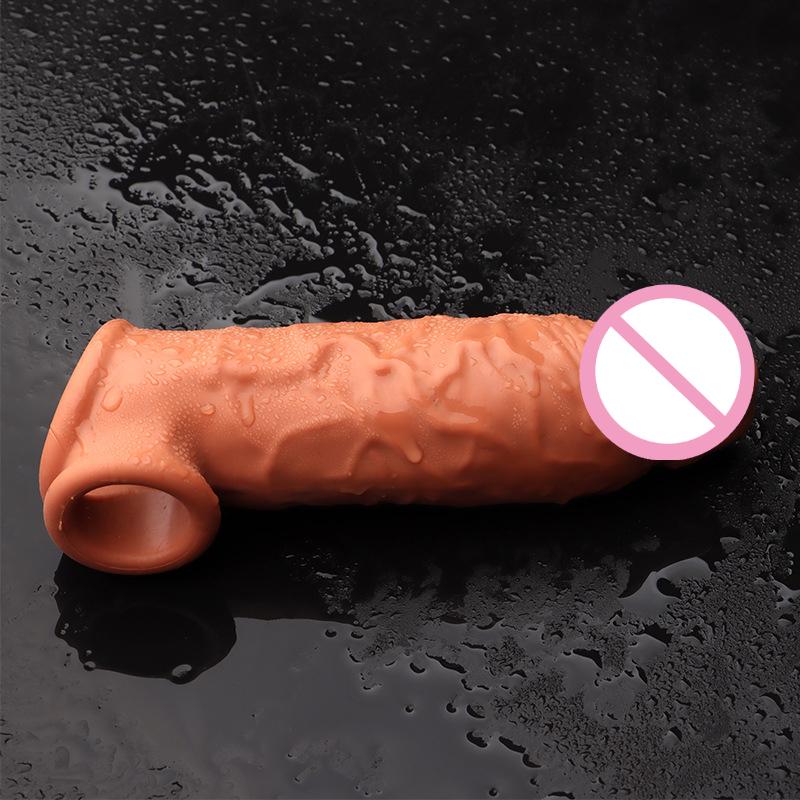 15.6cm Penis Enlargement Sleeve Double Bondage Penis Sleeve Extender Thicken Condom Delay Ejaculation Sex Toys for Men Sm Games