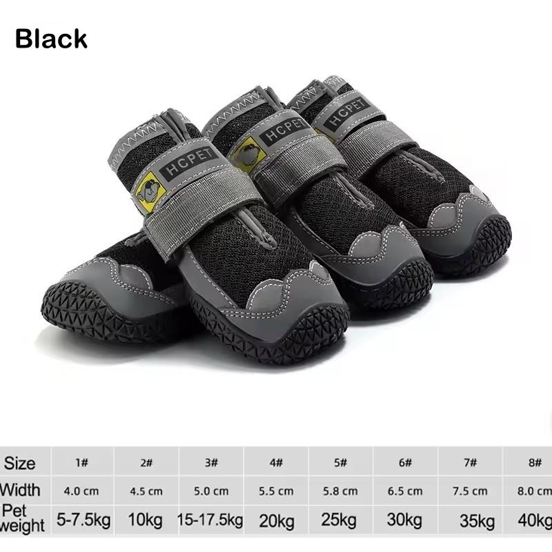 4-teiliges Hundeschuh-Set für große Hunde, atmungsaktiv, professionelle Outdoor-Hundeschuhe, rutschfest, langlebige Haustierschuhe zum Wandern, Gummisohle