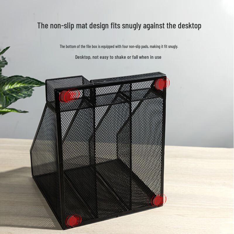 Deli Triple-Compartment Desk File Organizer with Pen Holder