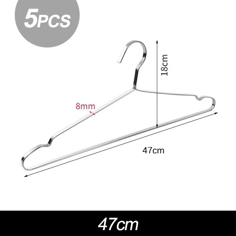 5/10pcs Stainless Steel Clothes Hanger 40/42/45/47cm Large Adult Hangers Household Dresses T-shirts Coat Sweater Drying Racks