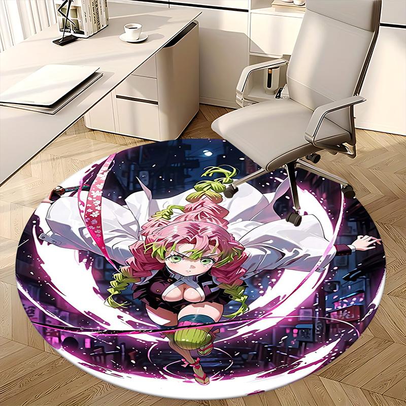 Demon Slayer Chair mat Round Rug-Office carpet, Machine Washable, Non-slip, Suitable for Living Rooms, Bedrooms