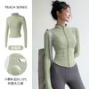 New velvet yoga clothes jacket women's spring elastic breathable long-sleeved sports fitness clothes slim yoga top
