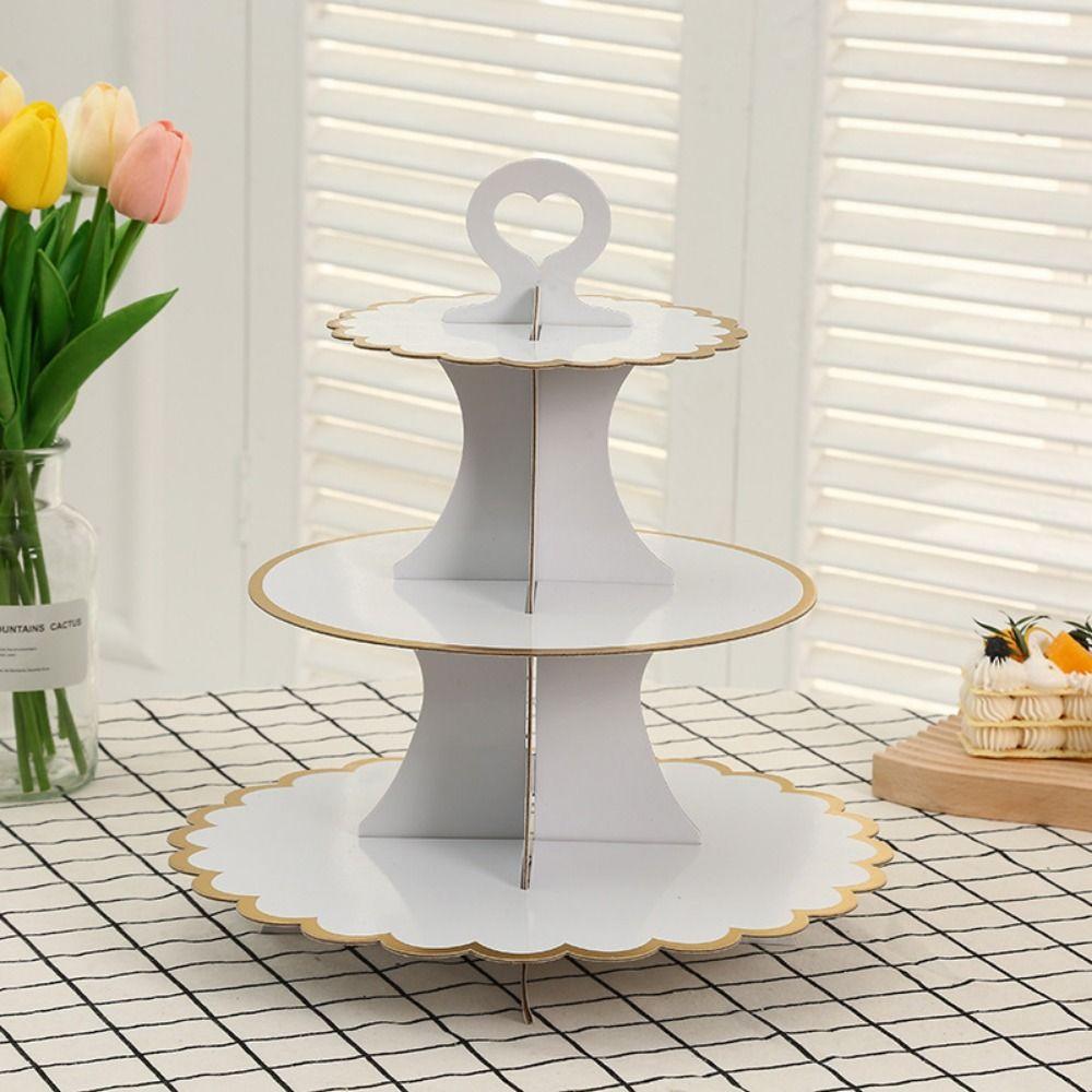 Gold-stamped Paper Cake Tray Safety Dessert Display Rack Gilded Cake Stand  Birthday Party