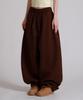 LIKE THE MOST Dot Curved Suede Wide Training Pants_Brown