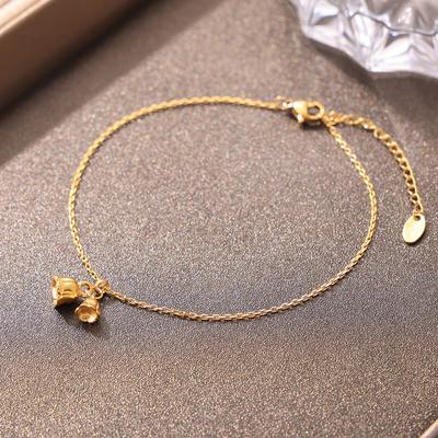 Geometric Lily Of The Valley Pendant Gold Anklet Women'S Titanium Steel Plated 18K Gold Light Luxury Jewelry
