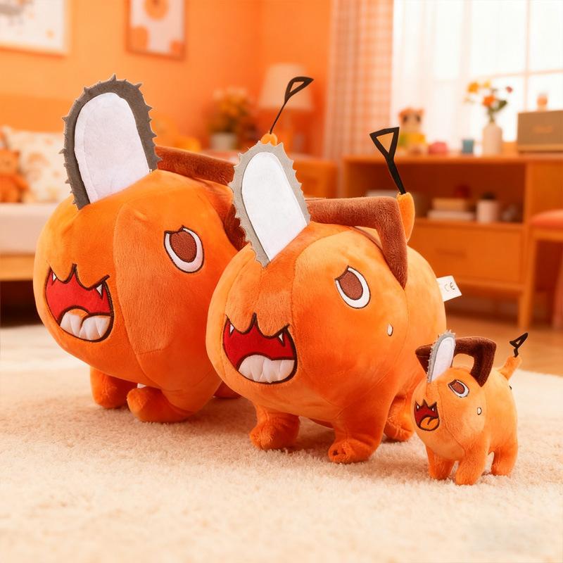 Kettensägen-Teufel Pochita Plüschtier Aus Chainsaw Man Orange Kissen Weiches Stofftier Für Kinder Geburtstag Weihnachtsgeschenk