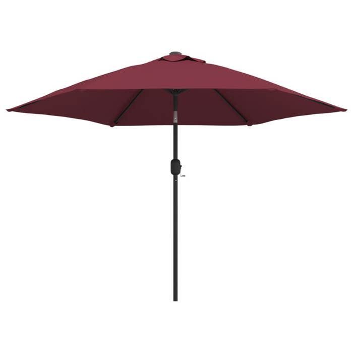VidaXL Parasol d'extérieur avec LED et mât en acier 300 cm Bordeaux 313756