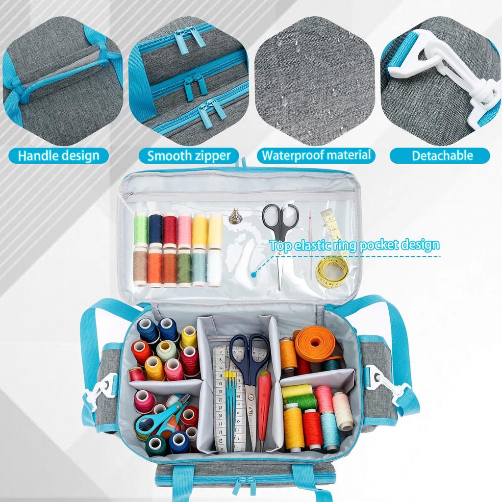 Large Sewing Machine Bag Double Layer Embroidery Thread Yarn Carrying Case Portable Storage Tote Sewing Machine Accessories