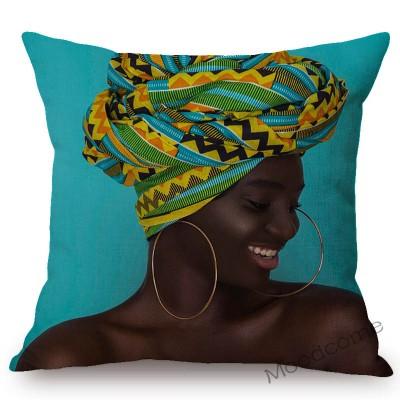 Fashion Magazine Cover Africa Girl Woman Black Beauty Headscarf Decorative Sofa Pillow Case Linen Home Decoration Cushion Cover