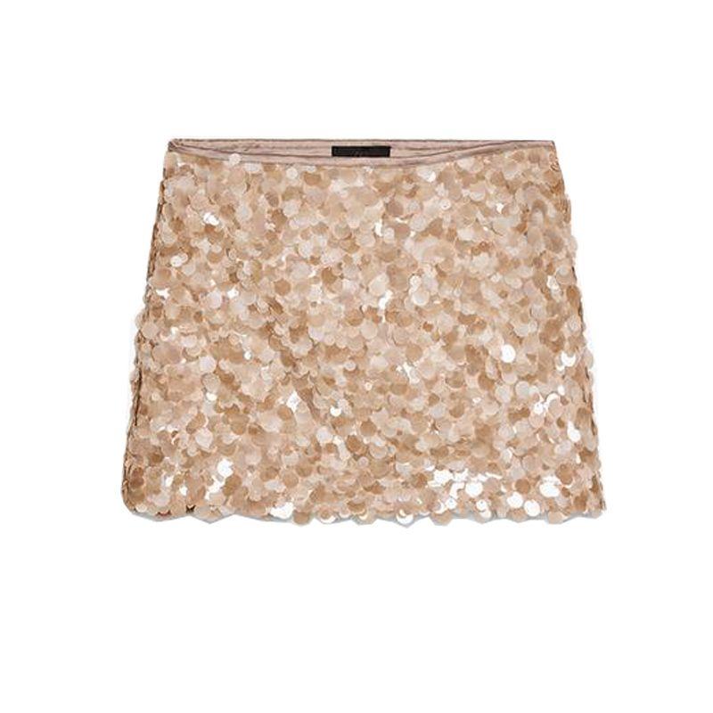 Summer New Product Women's Clothes French Sequin Design Casual A- line High Waist Short Hip-Hugger Skirt 3920139
