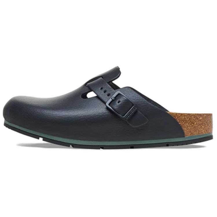 Birkenstock Boston Leather Round Toe Buckle Outdoor Breathable Shoes Unisex Sandals Black 1025979 36
