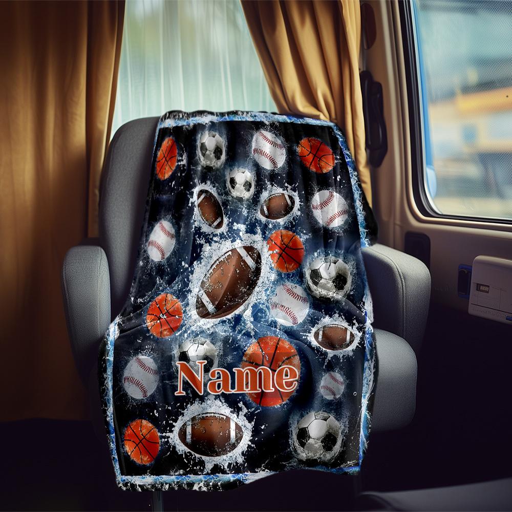 Sports Ball Customize Your Name Rv Blanket Comfortable Soft Lightweight Allseason Multipurpose Blanket For Travel Camping Picnics Sofas Rvs Beds