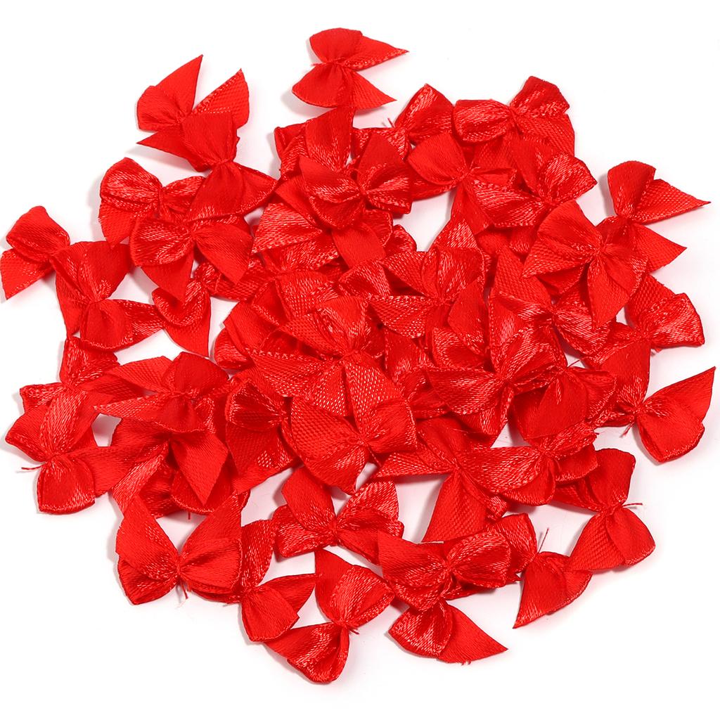 100 Stück/Los Polyester Satinband Schleifen Bunte Kleine Schleifen Für DIY Handnähen Kleidung Weihnachtsfeier Dekoration Zubehör