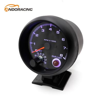 12V Tachometer Gauge 3.75'' Car Universal Black Tachometer Gauge 7color Inter Shift Light 0-8000 RPM Fit 4 6 8 Cylinder