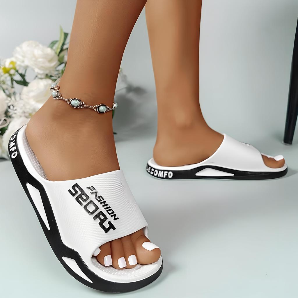 Women's Alphabet Sports Slippers, Soft Soled Open-toed Flats, Lightweight Indoor and Outdoor Summer Slippers