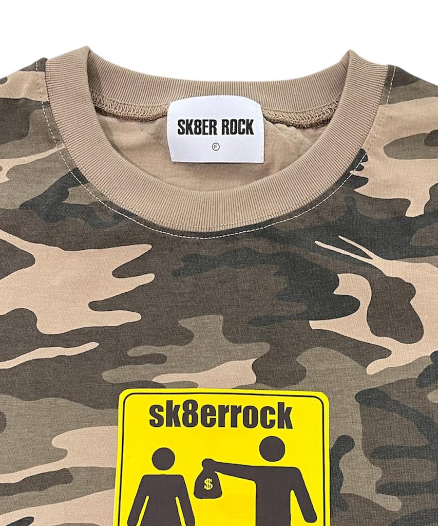 SK8ER ROCK Street Tax Camouflage T-Shirt ((Beige))