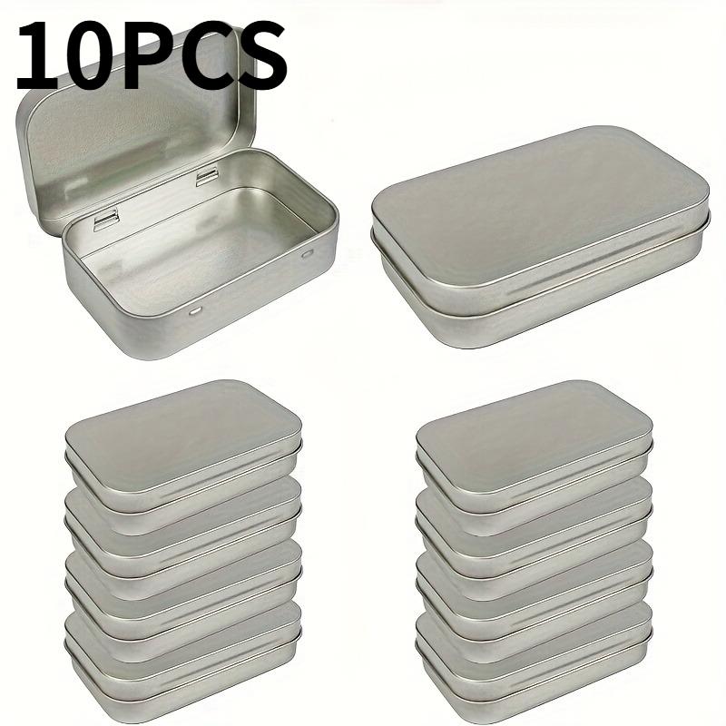 10Pc Silvery Metal Box Rectangular Multifunctional Storage Box Portable Cosmetic Organizer Candy Jewelry Pill Cases Mini Tin Box