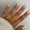 Vintage Stainless Steel Bow Ring Light Luxury Elegant Opening Finger Jewelry Ring For Women Wedding Gift