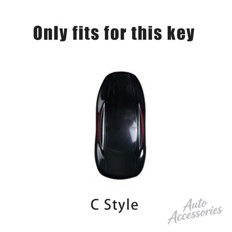 ALN1 Alloy Car Smart Remote Key Case Cover Protection Shell Keyring For Tesla Model 3 Model Y Model S X Leather Keychain Accessories