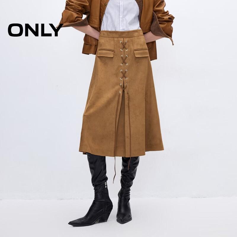 

ONLY Women s Elegant Velvet-Feel High-Waisted Midi Skirt L