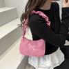 Summer new fashion pleated hand bag casual popular embroidery bow shoulder armpit bag women