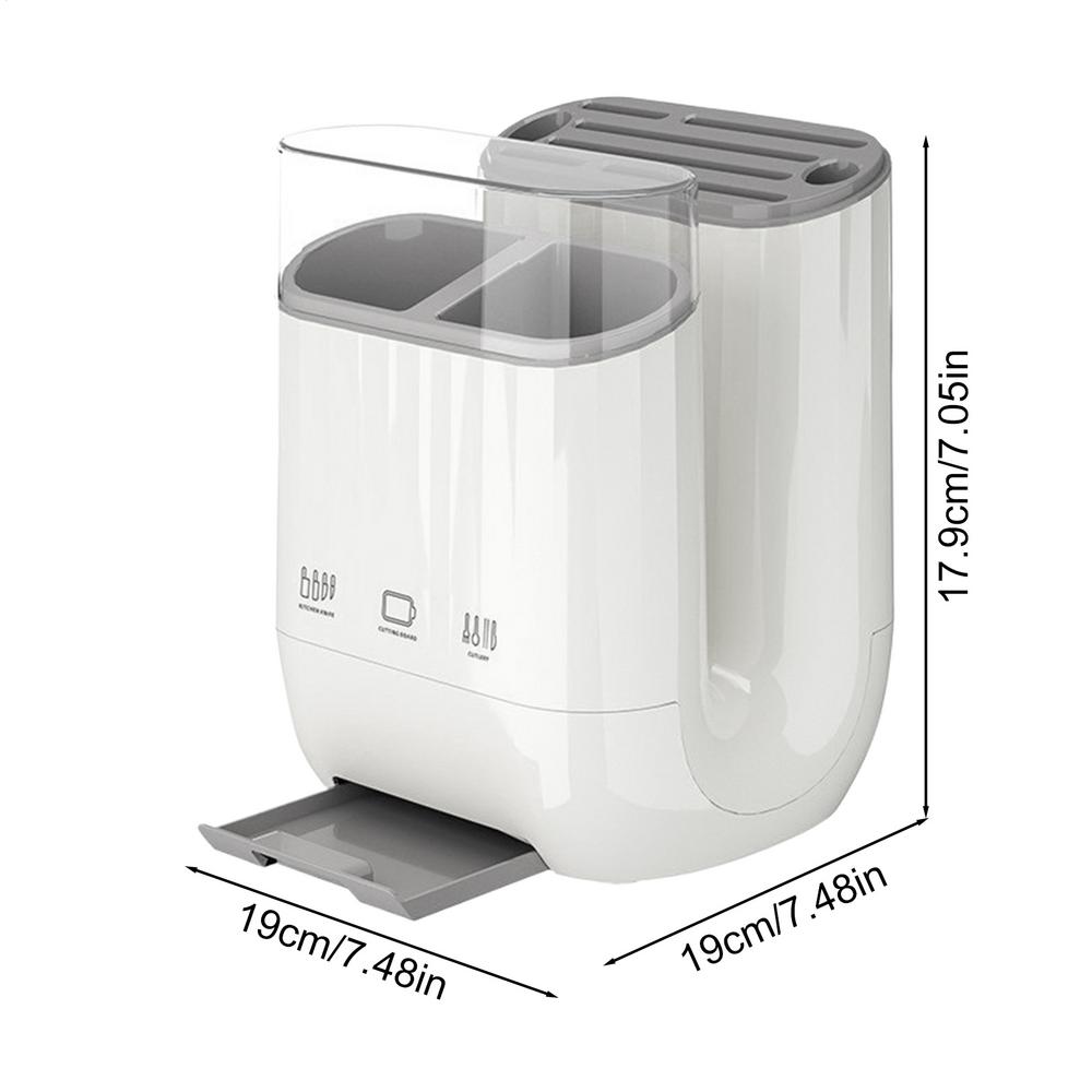 

Подставка для кухонных ножей, держатель для разделочной доски, легко моется, большая емкость, нескользящий съемный органайзер, держатель для палочек для еды серый