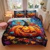 3pcs Colorful Pumpkin Lantern Print Bedding Set (1 Cover + 2 Pillowcases, Without Inserts), This Printed Bedding Set is Soft and Comfortable