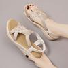 Wedge heel sandals women's rhinestones summer new versatile outer wear Roman style soft sole mid-heel thick-soled muffin shoes