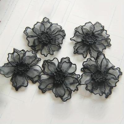 6Pcs Double Layer Lace Flower Applique Embroidered Patches Rpair For DIY Handmade Craft Wedding Dress Decoration 6.5CM Wide