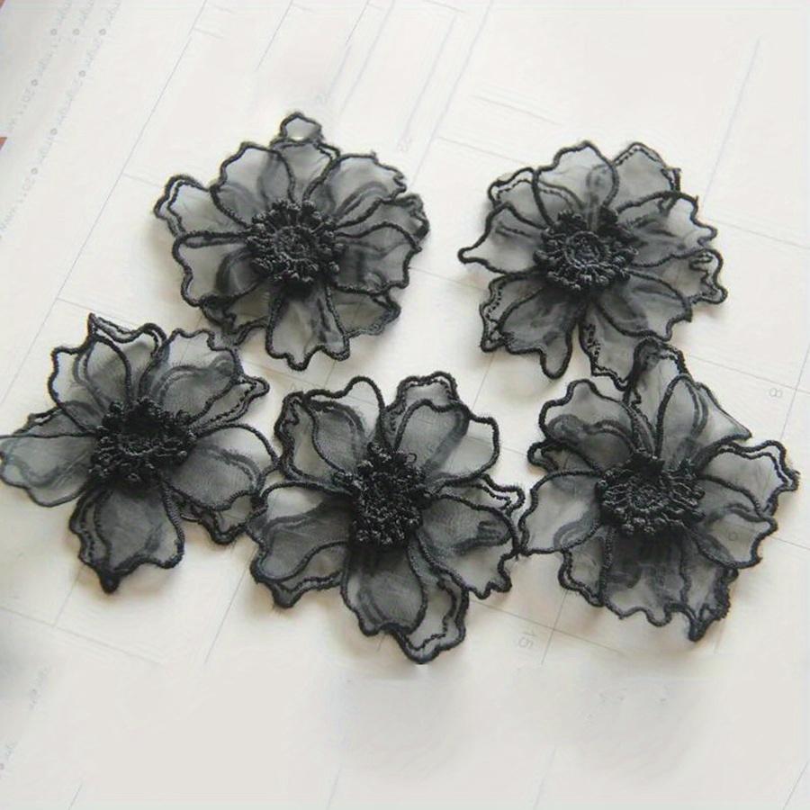 6Pcs Double Layer Lace Flower Applique Embroidered Patches Rpair For DIY Handmade Craft Wedding Dress Decoration 6.5CM Wide