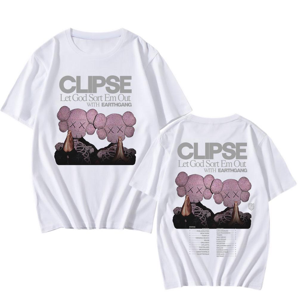 

Clipse Let God Sort Em Out Tour 2025 Футболка Літня Бавовняна Футболка з Коротким Рукавом для Чоловіків Вільна Унісекс Вуличний Одяг Хіп-Хоп Чоловіча Футболка S білий