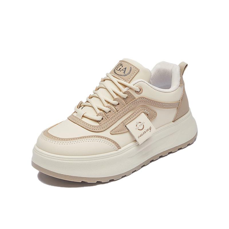 Casual Walking Shoes for Women Comfortable PU Leather Lace-Up Chunky Platform Sneakers Non-Slip Tennis Sneakers Women's Breathable Running Shoes